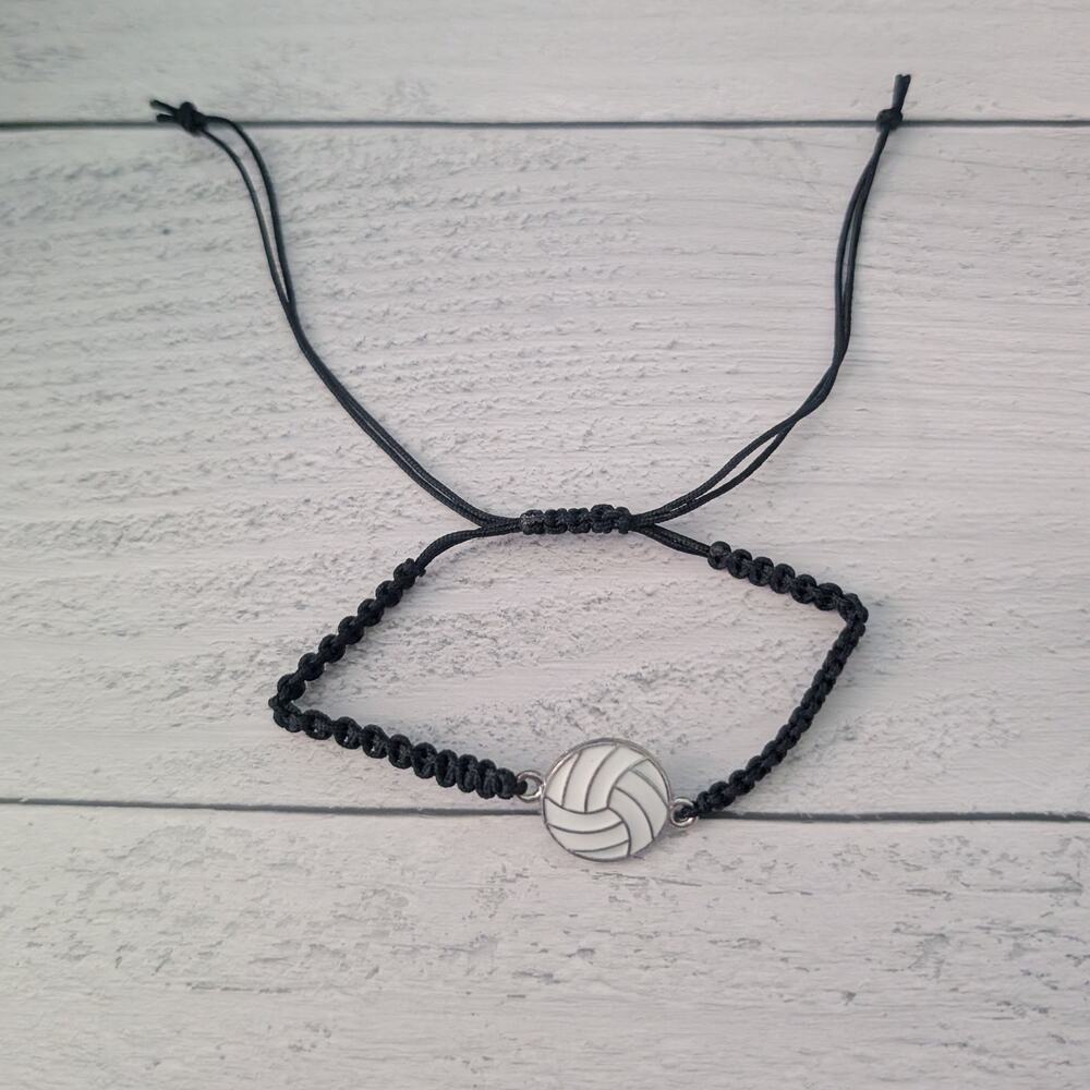 Adjustable Bracelet - Black with Soccer Charm